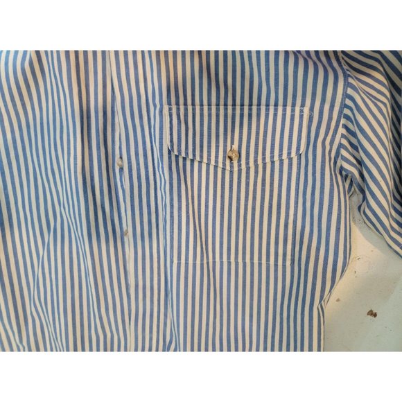 J.G. Hook Blue White Stripes Button Up Top Shirt B - Picture 3 of 5